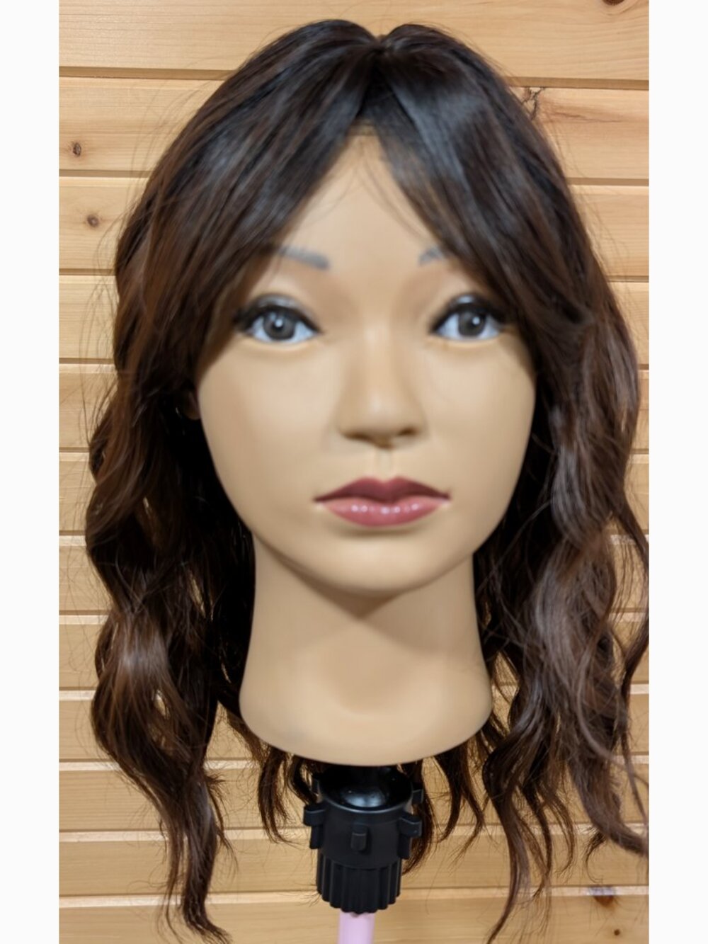 14" Wavy Wig with Bangs, Ombre Brown
